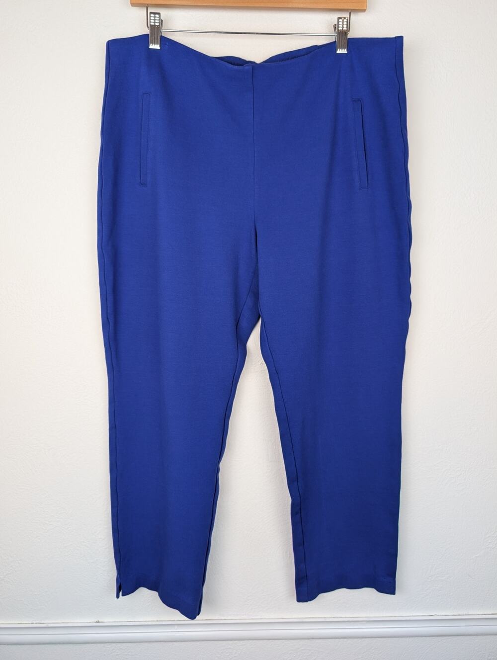 Chico's Pants Straight Leg Ankle Stretch Knit Career Office Blue Size XL